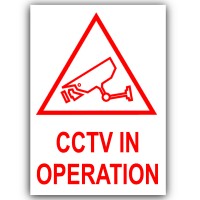 6 x CCTV In Operation Stickers-Red on White-120x87mmClosed Circuit Television Security-Self Adhesive Vinyl Sign 